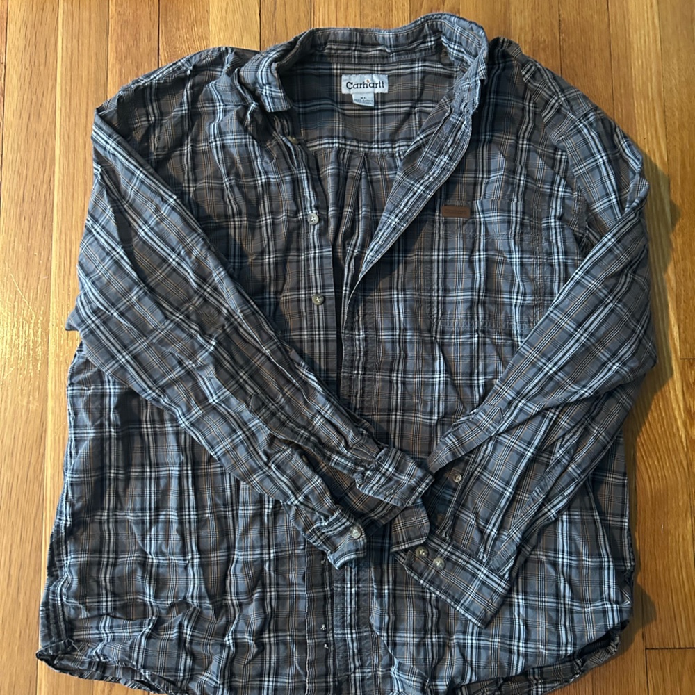 Carhartt Blue and Brown Plaid Shirt